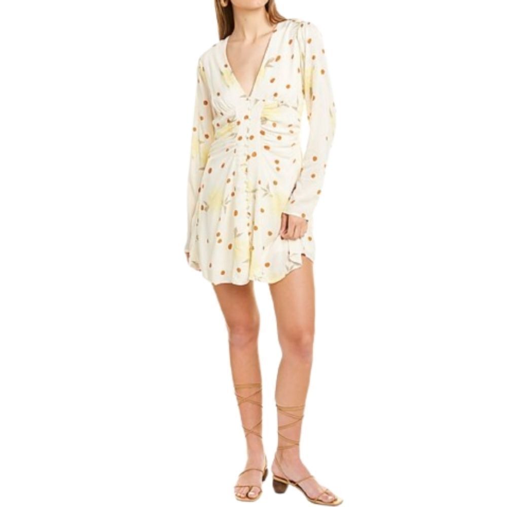 Free People Date Night Floral Print Polka Dot Mini Dress Womens Size L